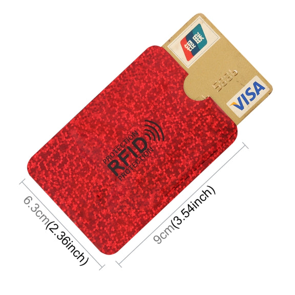 100pcs Aluminum Foil RFID Blocking Credit Card ID Bank Card Case Card Holder Cover, Size: 9 x 6.3cm (Red)