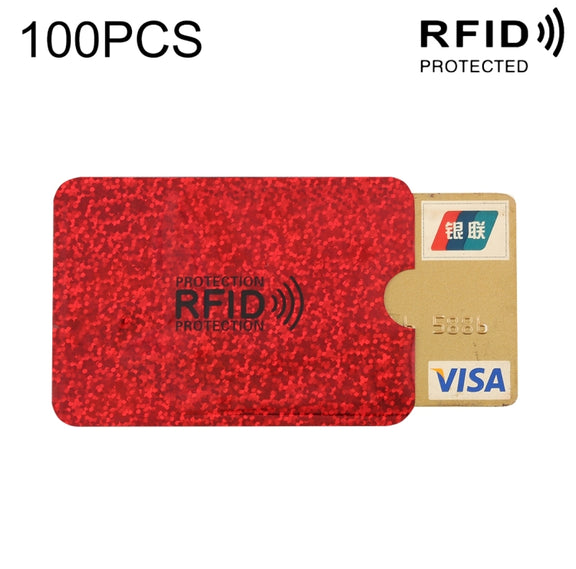 100pcs Aluminum Foil RFID Blocking Credit Card ID Bank Card Case Card Holder Cover, Size: 9 x 6.3cm (Red)