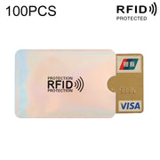 100pcs Aluminum Foil RFID Blocking Credit Card ID Bank Card Case Card Holder Cover, Size: 9 x 6.3cm (Silver)