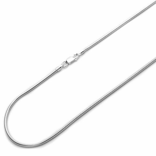 1.5 mm Solid Sterling Silver 925 Italian Round Snake Chain necklace - free shipping - PMC Jewellery - Order now!